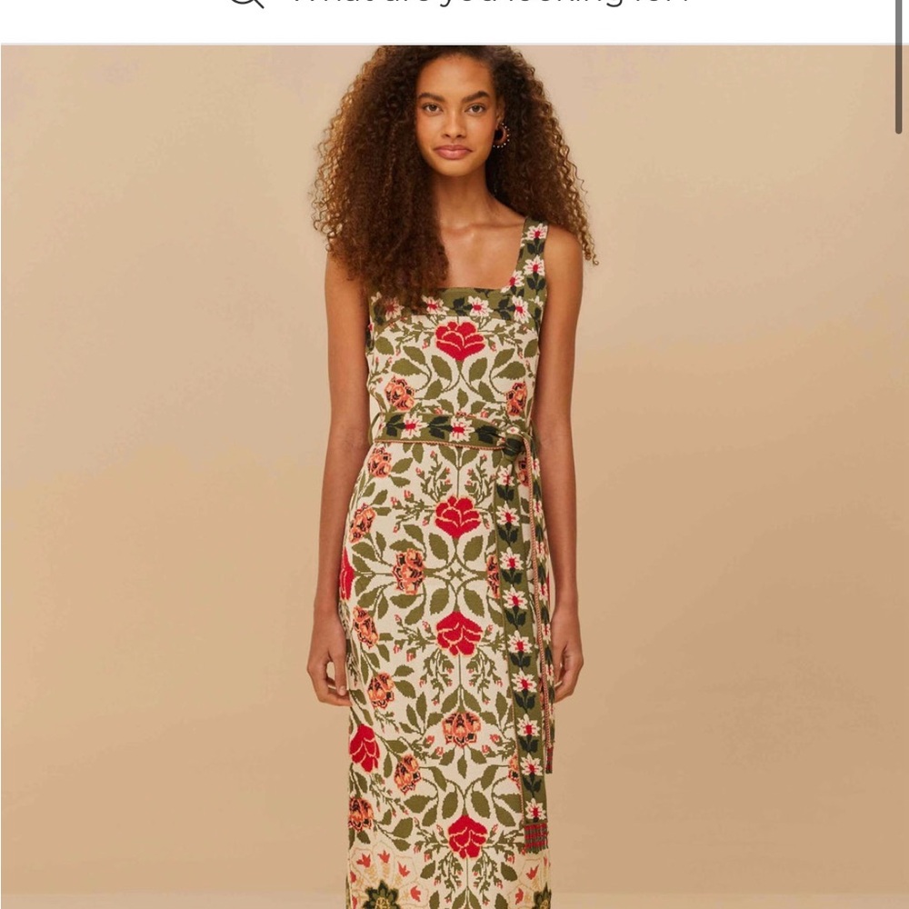 Farm Rio Knitted Floral Sleeveless Dress